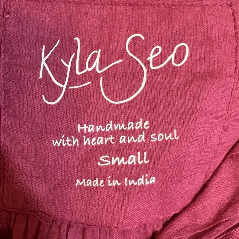 Anthropologie Kyla Seo Blouse Small Size Cotton Embroidery Pink Shirt Buttons - Picture 3 of 13